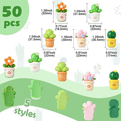 50Pcs 5 Styles Opaque Resin Decoden Cabochons RESI-CJ0003-88-1