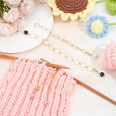 3Pcs 3 Styles Acrylic Pendant Knitting Row Counter Chains HJEW-NB00069-1