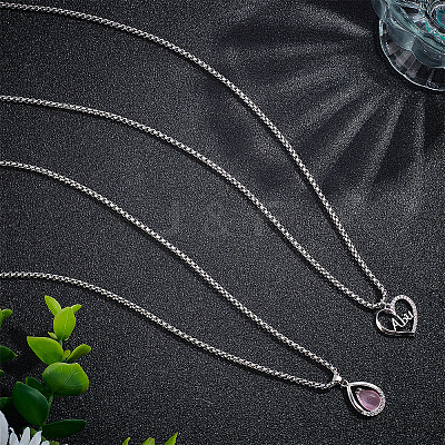 10Pcs 304 Stainless Steel Box Chain Necklaces Set for Men Women NJEW-NB0001-14-1