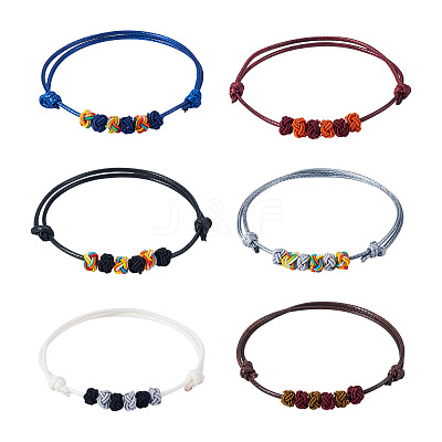 12Pcs 6 Colors Polyester Cord Braided Bracelets Women BJEW-TA0001-23-1