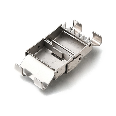 Tarnish Resistant Rectangle 201 Stainless Steel Watch Band Clasps STAS-F067-06-1