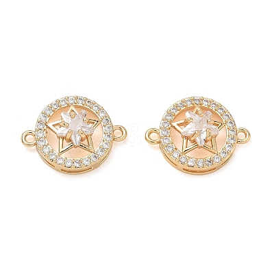 Brass Micro Pave Clear Cubic Zirconia Connector Charms CU-CBA3F77-09G-1