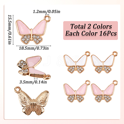 32Pcs 2 Colors Alloy Enamel Rhinestones Pendants ENAM-SC0005-54-1