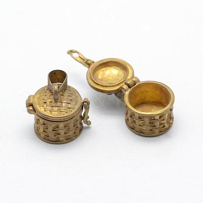 Brass Prayer Box Pendants KK-F722-29C-RS-1