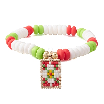 Handmade Polymer Clay Bead Stretch Bracelets for Women BJEW-MZ00042-02-1