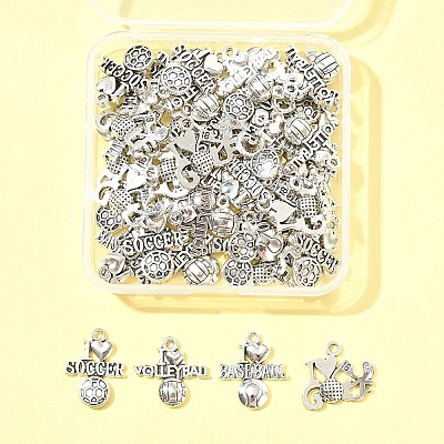60Pcs 4 Styles Tibetan Style Zinc Alloy Pendants TIBEP-FS0001-35-1