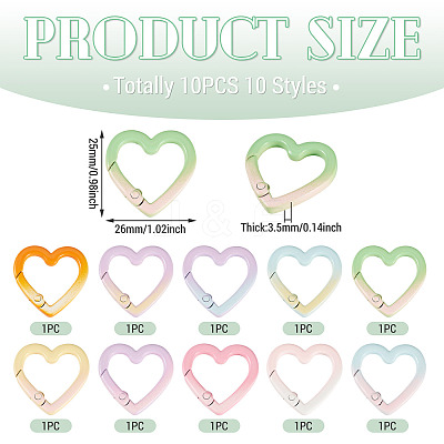 10Pcs 10 Colors Baking Paint Alloy Spring Gate Rings FIND-TA0009-95-1