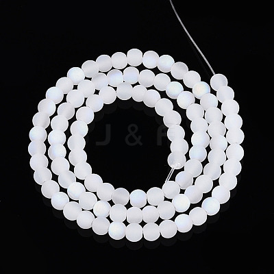 Frosted Imitation Jade Glass Beads Strands GLAA-T032-J4mm-MBB01-1