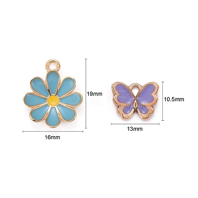 120Pcs 12 Styles Alloy Enamel Pendants ENAM-LS0001-23LG-1