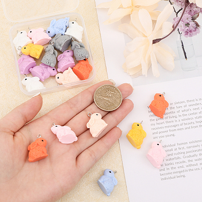 24Pcs 8 Colors Opaque Resin Pendants RESI-CA0001-55-1