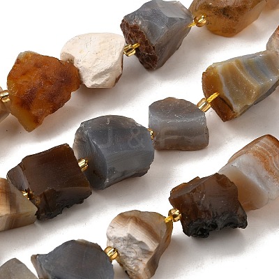 Raw Rough Natural Grey Agate Beads Strands G-Z087-B20-1