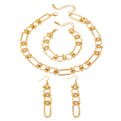 Women's Iron Oval Link Necklaces & Bracelets & Dangle Earrings Sets WGCC5AB-01-1