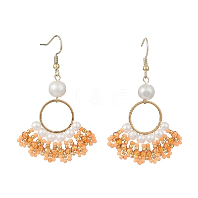 Glass Braided Beads Dangle Earrings EJEW-MZ00747-02-1