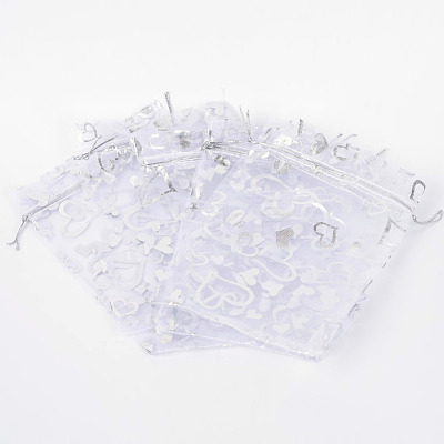 Heart Printed Organza Bags X-OP-R022-13x18-03-1