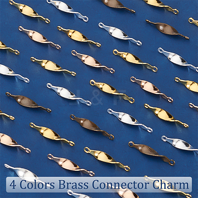 80Pcs 4 Colors Brass Connector Charms KK-PH0004-94-1