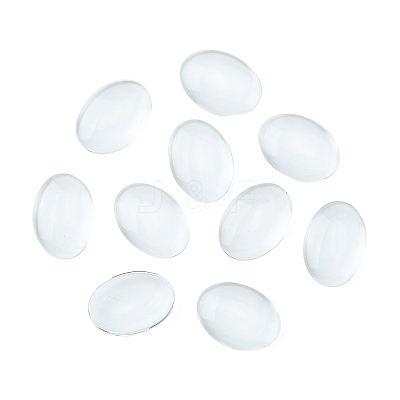 Transparent Oval Glass Cabochons GGLA-R022-18x13-1