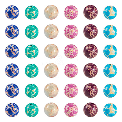 96Pcs 6 Styles Dyed Natural and Synthetic Imperial Jasper Dyed Beads G-TA0002-40-1