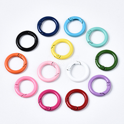 Spray Painted Eco-Friendly Alloy Spring Gate Rings X-PALLOY-T080-01-NR-1