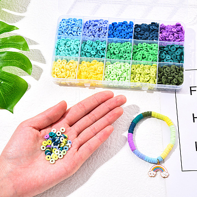 2250Pcs 15 Colors Handmade Polymer Clay Beads CLAY-YW0001-25A-1