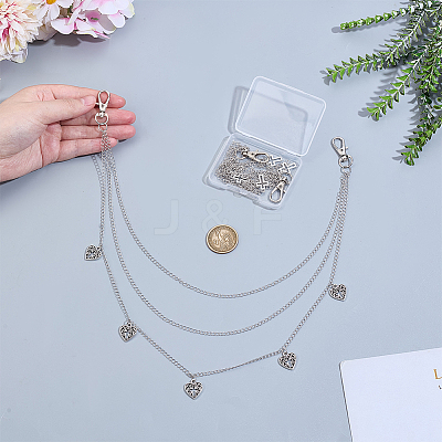 2Pcs 2 Styles Brass Heart Cross Charm Bag Decorative Chains HJEW-PH02057-1