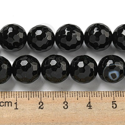 Faceted Natural Banded Agate Beads Strands G-F447-12mm-O09-1
