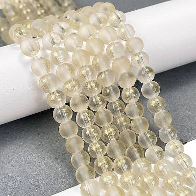 Frosted Transparent Glass Bead Strands GLAA-P065-6mm-01-1