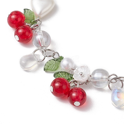 304 Stainless Steel Acrylic Charm Bracelets for Women BJEW-JB11583-1