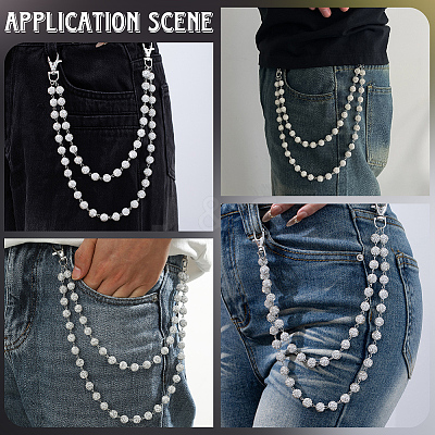 1Pc Polymer Clay Rhinestone Round Beads Trousers Chain AJEW-CY0002-45-1