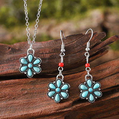 Synthetic Turquoise & Alloy Jewelry Sets FS-WG8B1C9-02-1