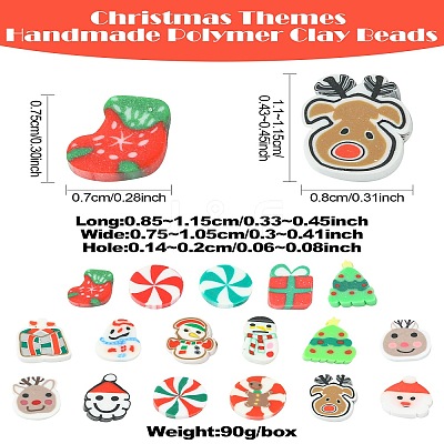 200Pcs Christmas Themes Handmade Polymer Clay Beads CLAY-CJ0001-95-1