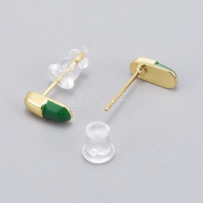 Brass Enamel Stud Earrings EJEW-L231-66-1