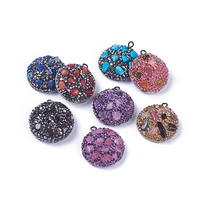 Polymer Clay Rhinestone Semi Circle Pendants RB-S056-10-M-1