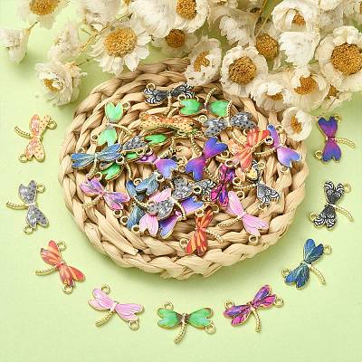 45Pcs 9 Colors Insect Theme Alloy Enamel Connector Charms ENAM-CJ0003-83-1