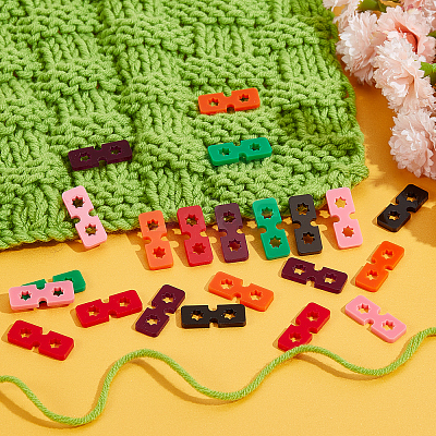 60Pcs 6 Colors Acrylic Knitted Hat Making Fastener Tool FIND-GA0004-05-1
