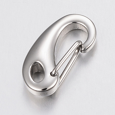 Tarnish Resistant 304 Stainless Steel Push Gate Snap Keychain Clasp Findings STAS-K167-02P-A-1