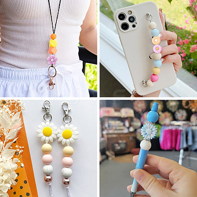19Pcs 19 Styles Flower Food Grade Eco-Friendly Silicone Focal Beads SIL-BT0001-05-1