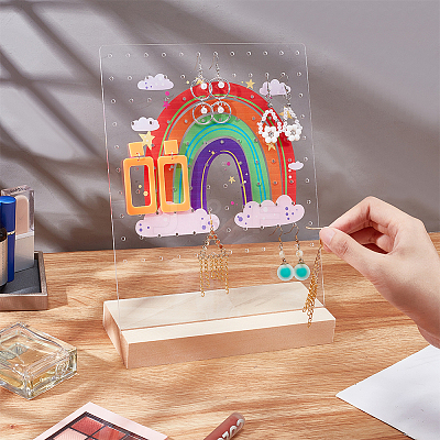 Transparent Acrylic Slant Back Earring Display Stands EDIS-WH0035-20B-03-1