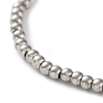 Non-Tarnish 316 Surgical Stainless Steel Round Beaded Stretch Bracelets BJEW-M305-01A-P-1