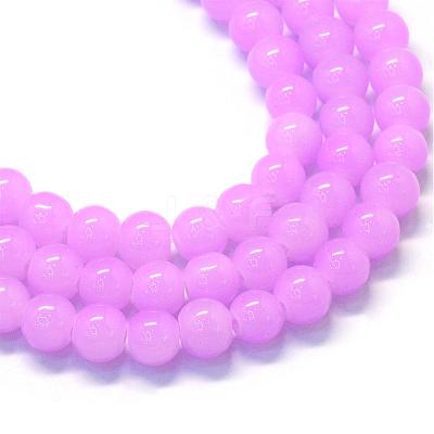 Baking Paint Imitation Jade Glass Round Bead Strands DGLA-Q021-8mm-23-1
