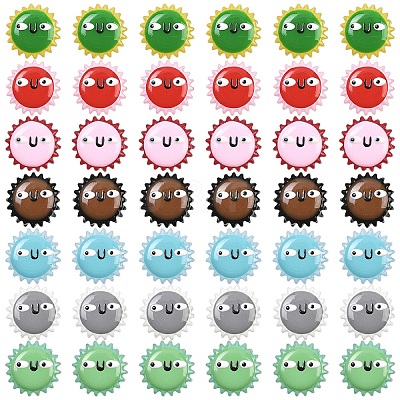 5Pcs Fuuny Painted Glass Beads Enamel Beads LAMP-YW0004-05A-1