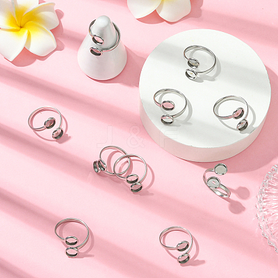 16Pcs 304 Stainless Steel Open Cuff Ring Findings STAS-BBC0008-18-1