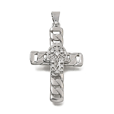Brass Micro Pave Clear Cubic Zirconia Pendants CU-CBA4BAF-08P-1
