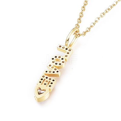 Brass Micro Pave Clear Cubic Zirconia Pendant Necklaces NJEW-L146-28A-G-1