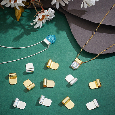 18Pcs 2 Styles Rack Plating Brass Glue-on Flat Pad Bails KK-AR0001-80A-1