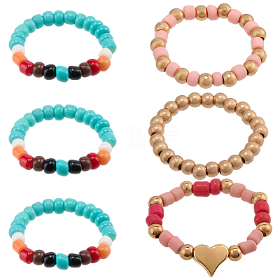 6Pcs 2 Styles Glass Beaded Decorative Rings for Smartwatch Band AJEW-CP0009-94B-1