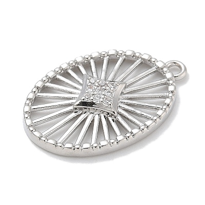 Rack Plating Brass Micro Pave Cubic Zirconia Pendants KK-L224-043P-1