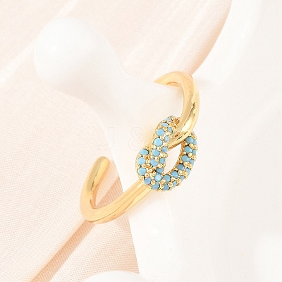 Brass Micro Pave Cubic Zirconia Finger Rings RJEW-C153-01G-1