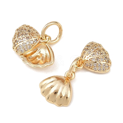 Brass Micro Pave Clear Cubic Zirconia Charms KK-C142-05LG-1