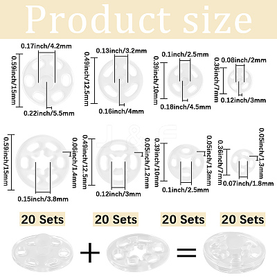 80Sets 4 Styles Resin Snap Buttons FIND-CY0001-44-1