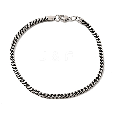 304 Stainless Steel Curb Chian Bracelets for Women Men BJEW-K240-12B-AS-1